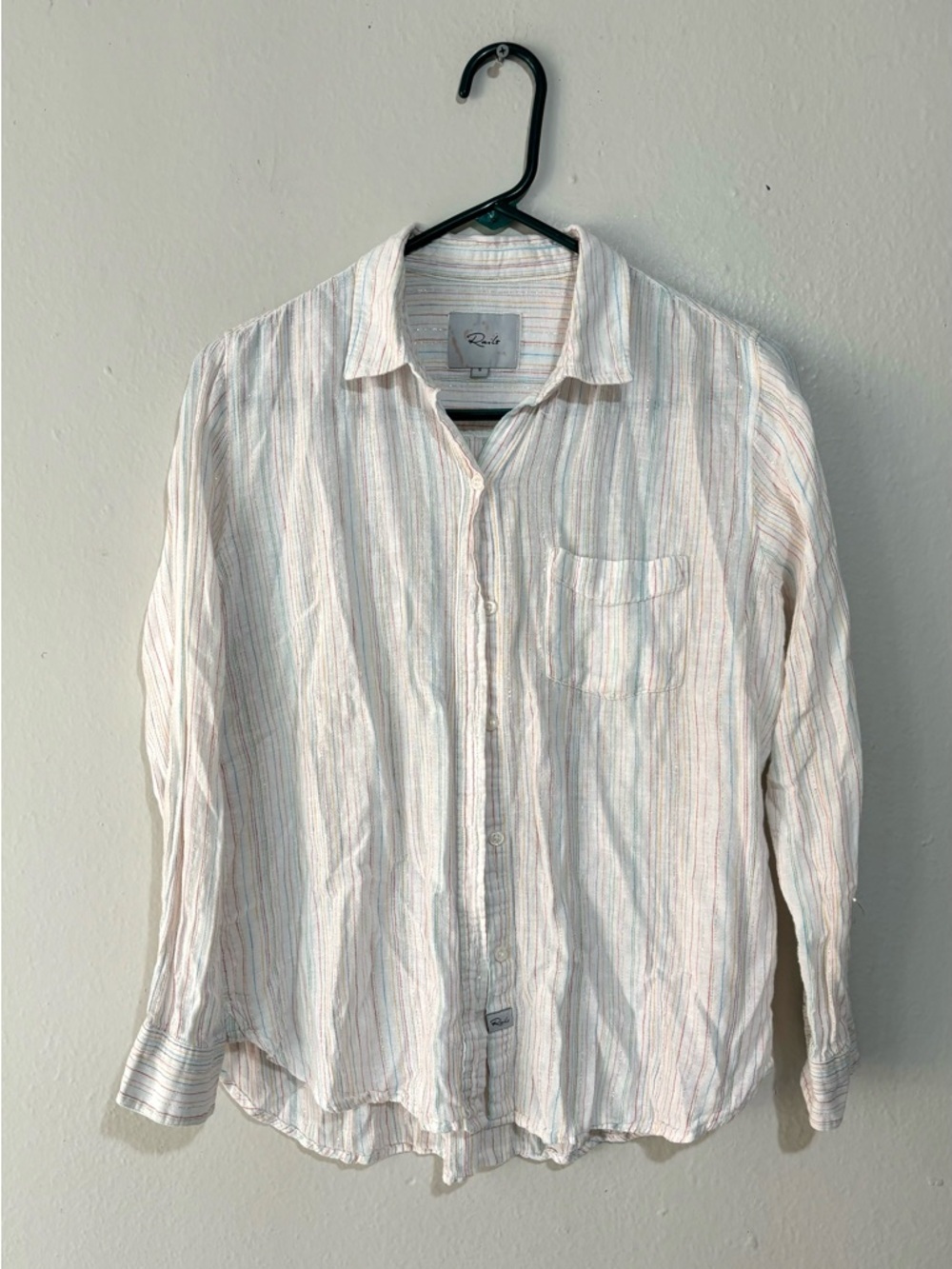 Rails Women's Charli Striped Linen Blend Shirt Size Small